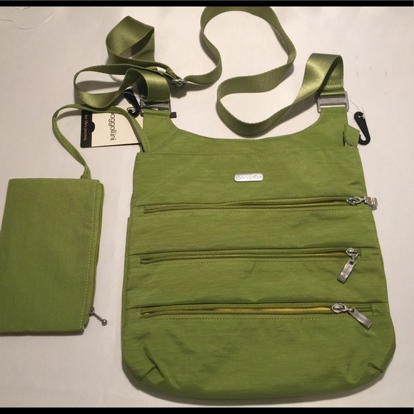Baggallini Handbags - BAGGALLINI SLIM ZIPPER CROSSBODY BAG - GREEN NWT